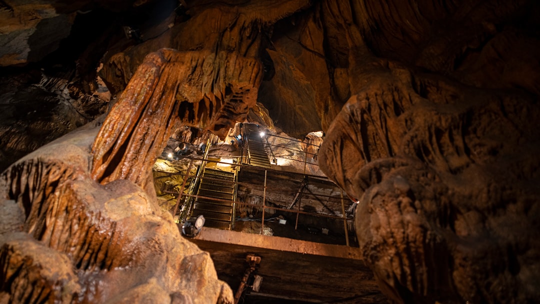 a cave with a group of people inside